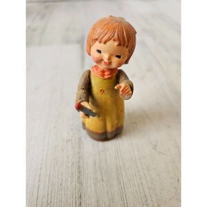 Anri painter girl wooden‎ figurine statue artist vintage